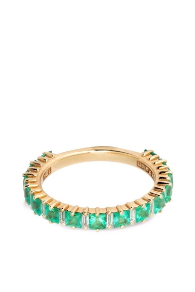 Suzanne Kalan 18kt Yellow Gold Emerald And Diamond Band Ring, £3,128