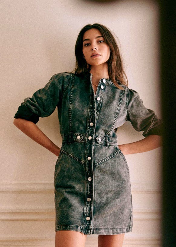 Sezane Black Washed Denim Dress, £135