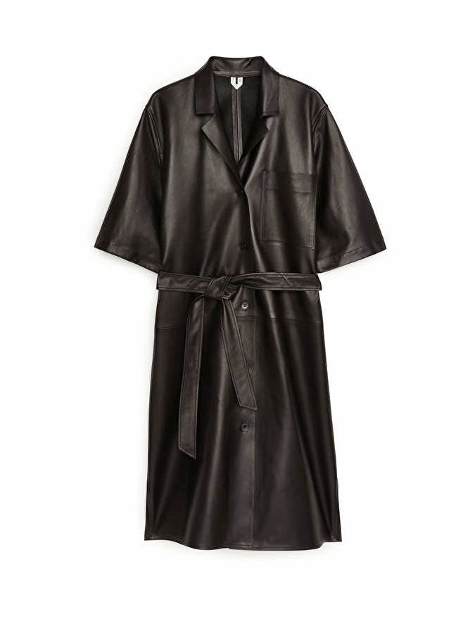 Arket Belted Leather Shirt Dress, £290