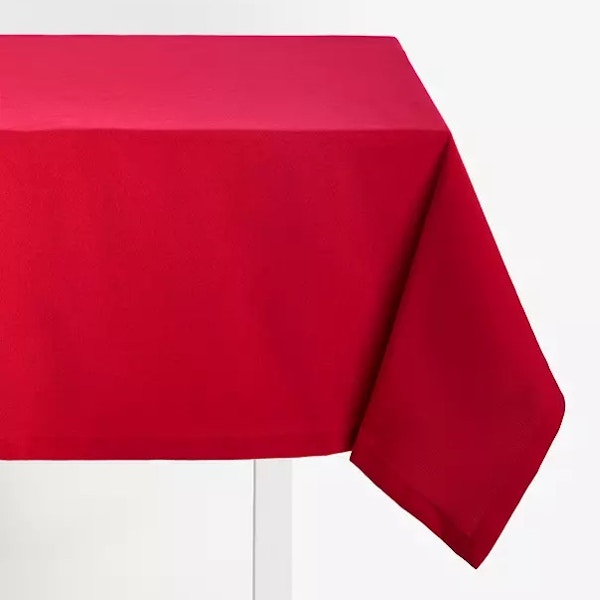 John Lewis Sparkle Cotton Mix Rectangular Tablecloth, Red/Gold, £25 – £30
