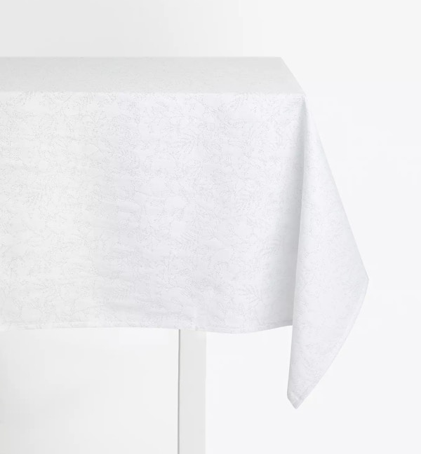 John Lewis & Partners Mountain Foliage Rectangular Tablecloth, White:Silver, 320 X 180cm Copy