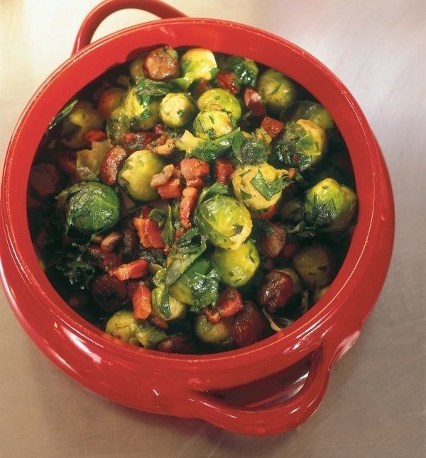BRUSSELS SPROUTS WITH CHESTNUTS, PANCETTA AND PARSLEY