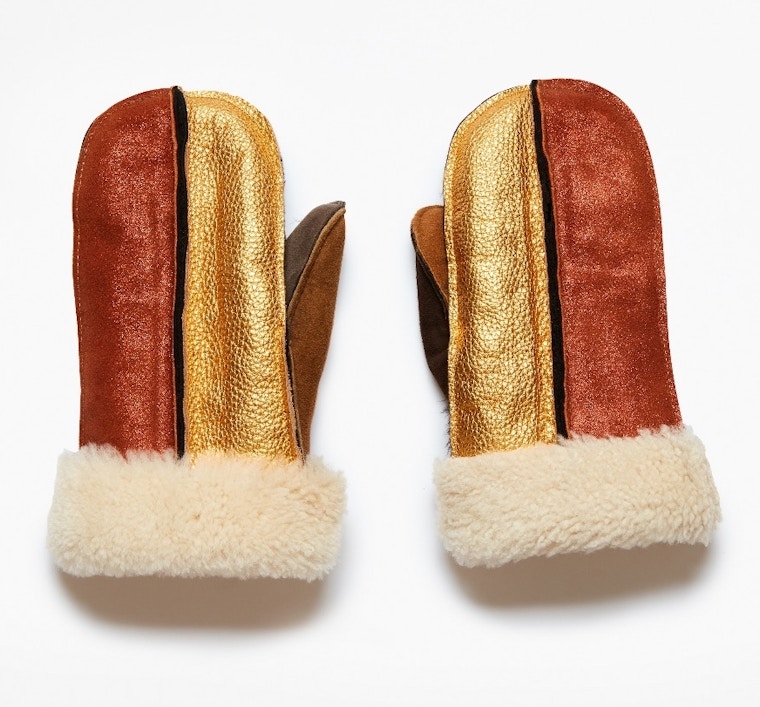 Shearling Patchwork Mittens