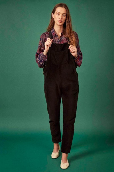 Clary & Peg Doris Dungarees in Black Velvet, £165