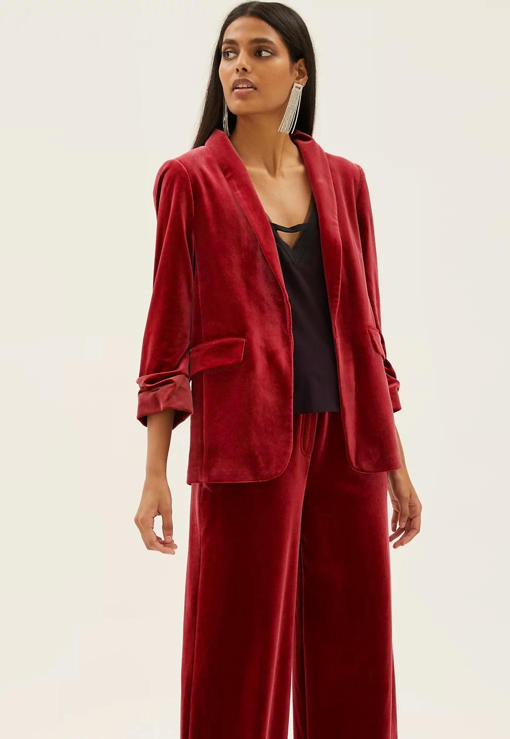 Marks & Spencer Velvet Ruched Sleeve Blazer, £69