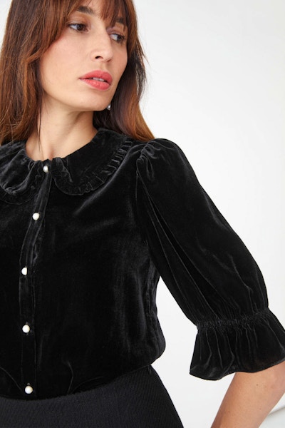 & Other Stories Puff Sleeve Velvet Blouse, £85