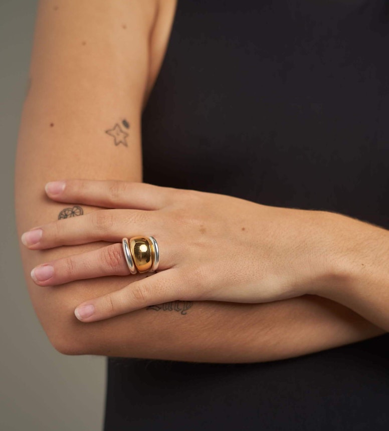 Silver and Gold Triple Ring Set - Tilly Sveaas Jewellery
