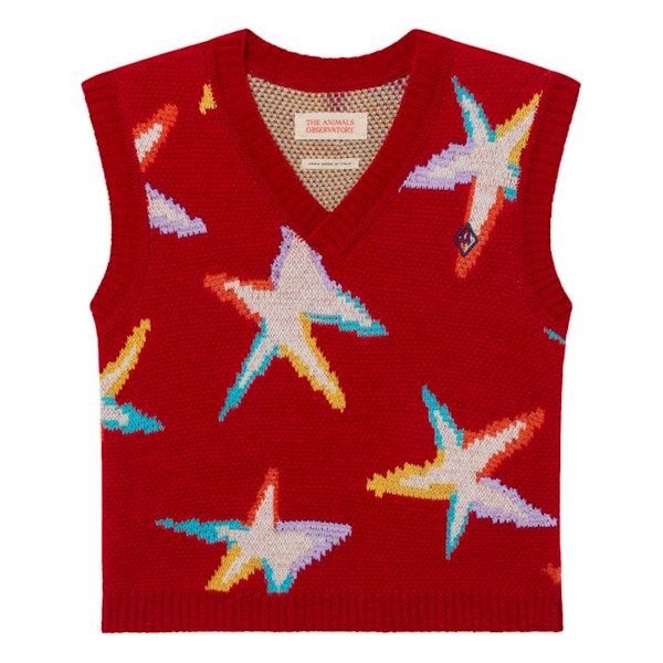 The Animals Observatory Bat Merino Wool Star Vest - Christmas Collection, £98