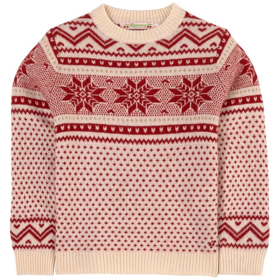 Bonpoint White and Red Fairisle Cashmere Talent Jumper, £258