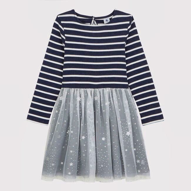 Petit Bateau Girls’ Long-Sleeved Cotton/Tulle Dress, £59