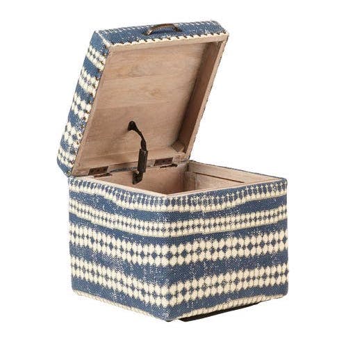 OKA Nara Upholstered Trunk – Indigo, £495