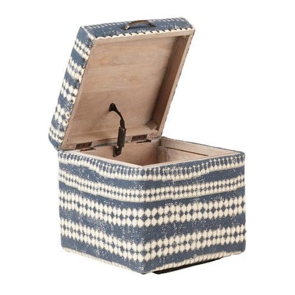 OKA Nara Upholstered Trunk – Indigo, £495