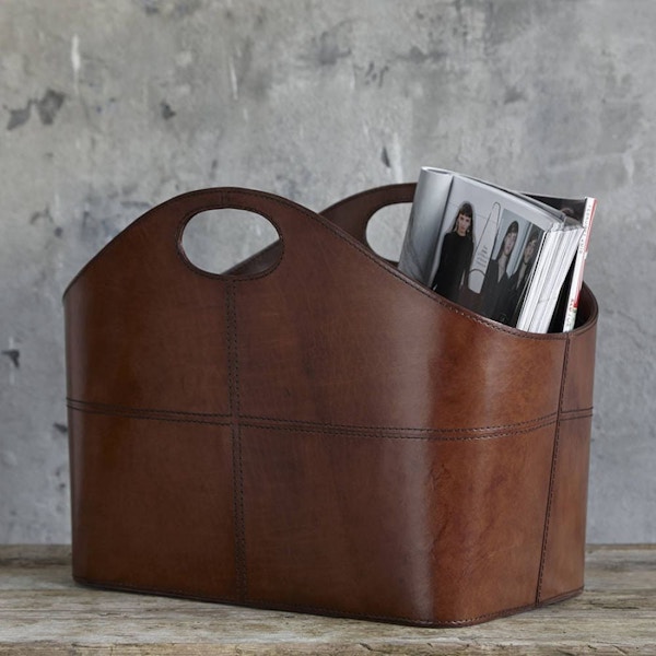 Life Of Riley Leather Curved Storage Basket, £159