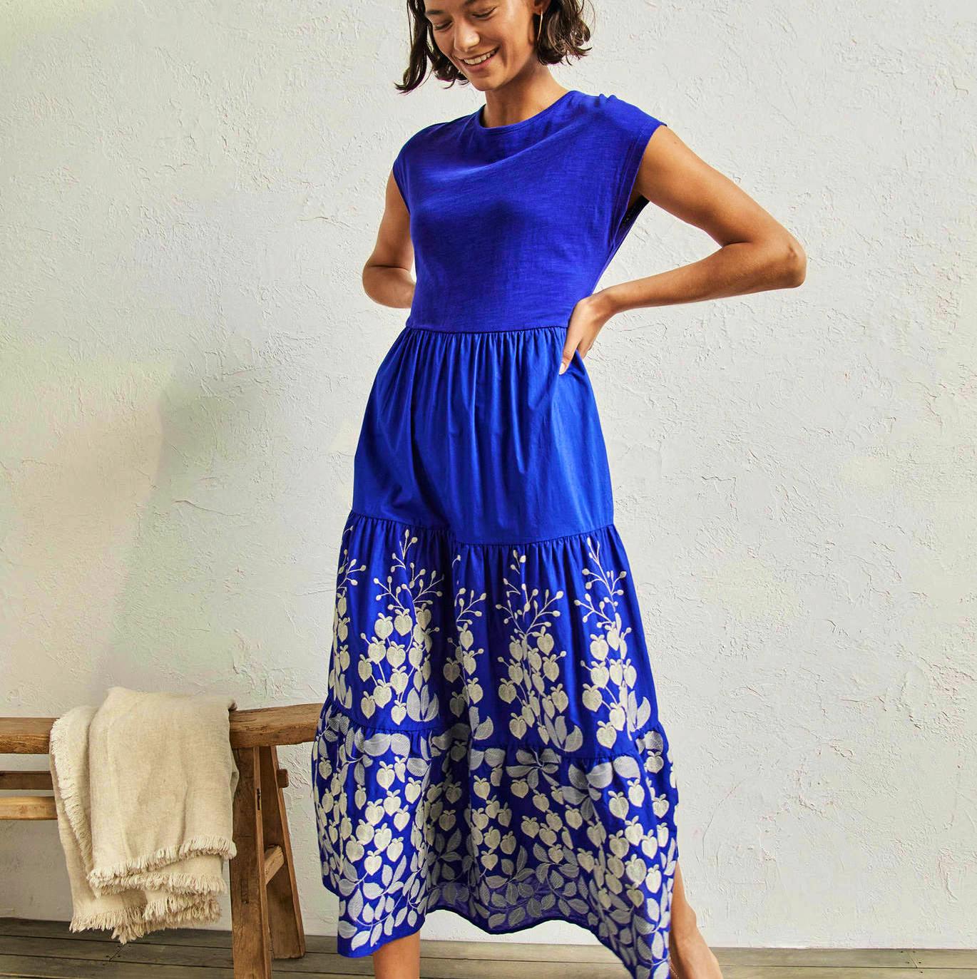 Boden Embroidered Tiered Midi Dress, £110