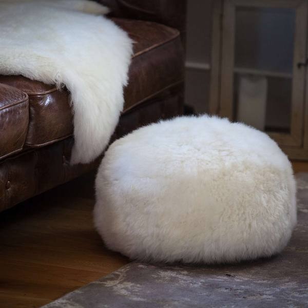 The Wool Company Natural Sheepskin Dumpling Footstool Natural White, £98
