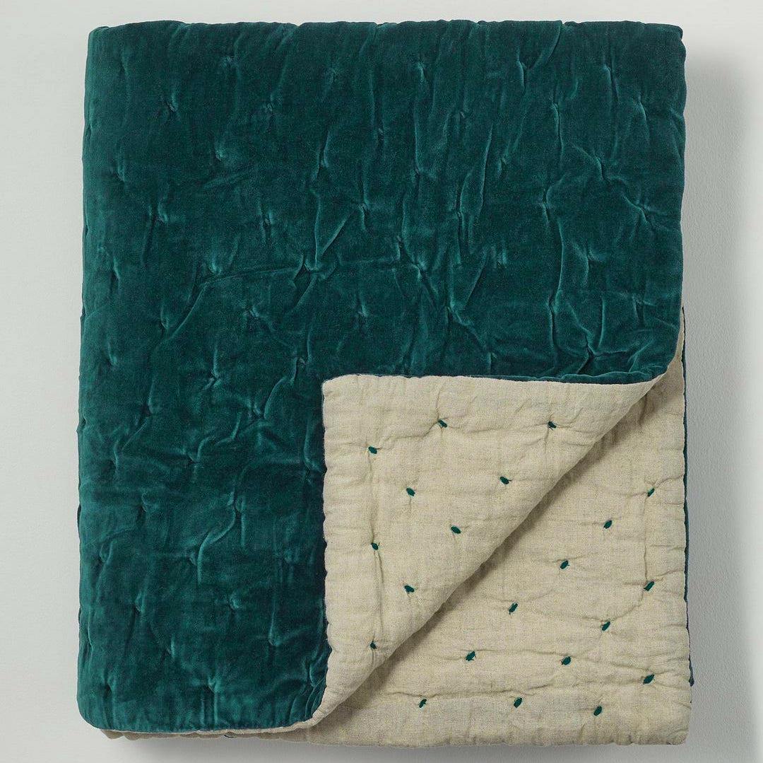 Toast Hand Quilted Velvet Throw, £225