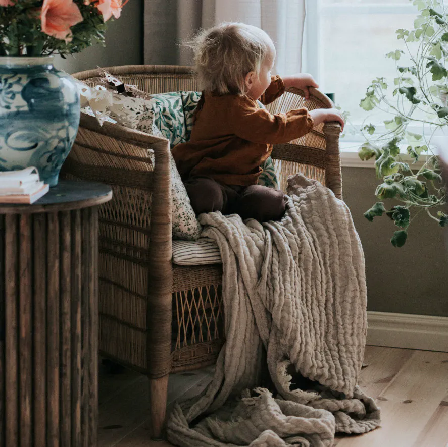 Garbo & Friends Mellow Linen Cotton Throw Blush, £76