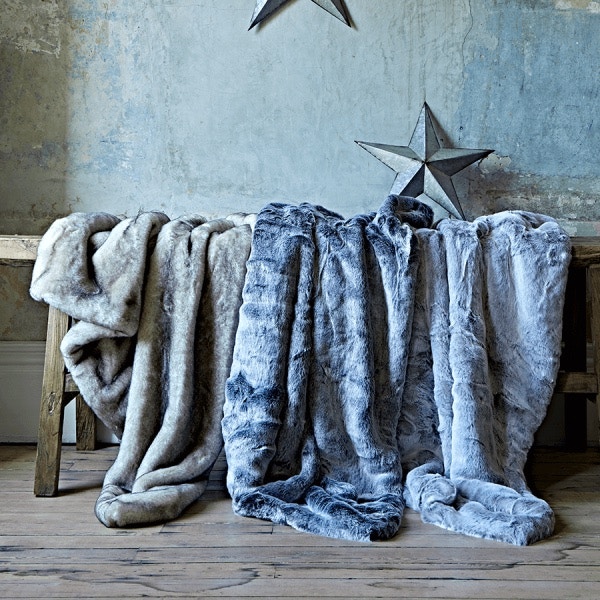Cox & Cox Supersoft Faux Fur Throw - Silver Rabbit, £295