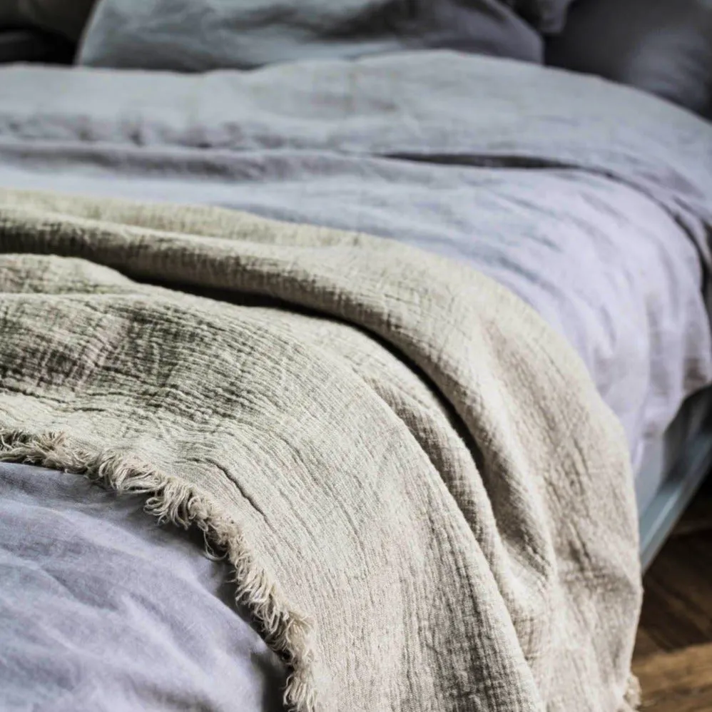 Piglet In Bed Oatmeal Linen Crinkle Throw, £120
