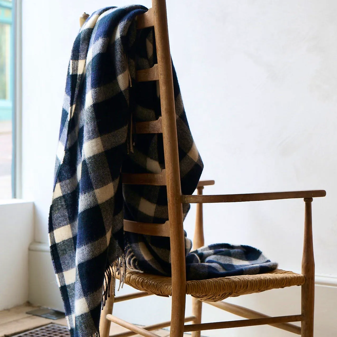 Freight HHG Indigo Black Blue Lambswool Blanket, £115