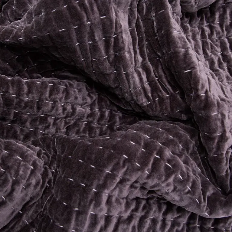The Conran Shop Kantha Velvet Quilted Throw in Fog, £225