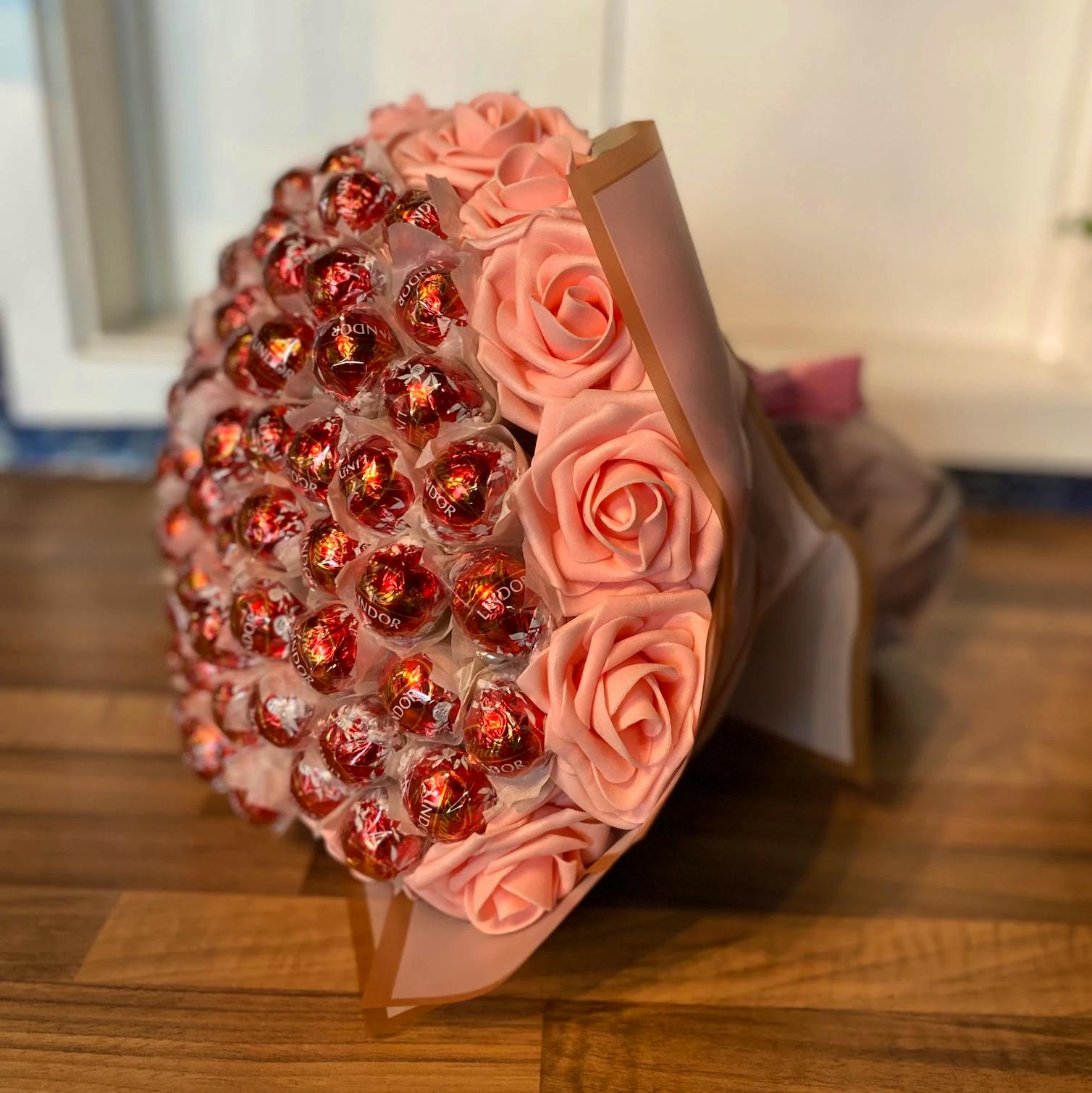 Large Lindt Lindor Chocolate & Flowers Hand-Tied Bouquet From £23.99