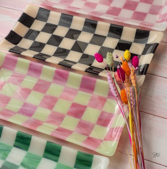David Perry Glass Ceramics Large Chequered Platter, £85