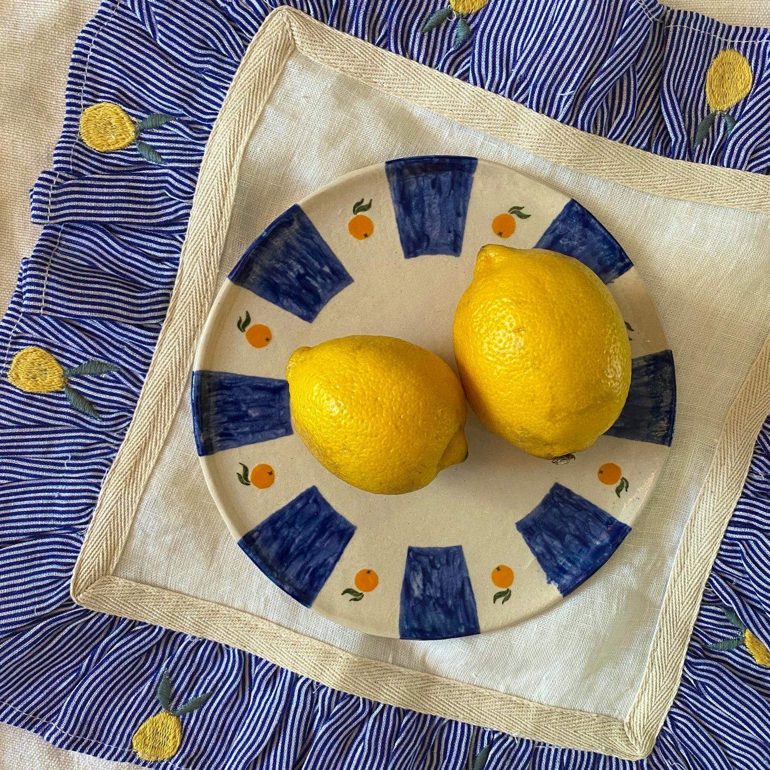 Amuse La Bouche Embroidered Lemon Stripe Napkins, £38