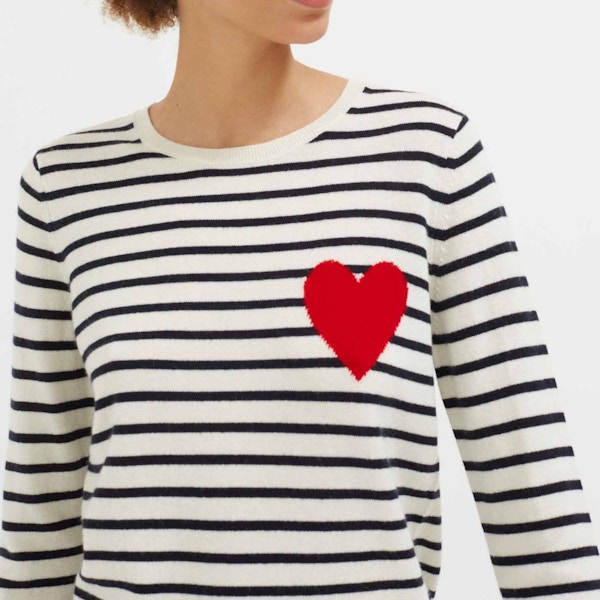 Chinti & Parker Cream Striped Wool- Cashmere Heart Sweater, £195