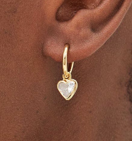 Theodora Warre, Matches Fashion Heart Quartz & Gold Plated Hoop Earrings, £160