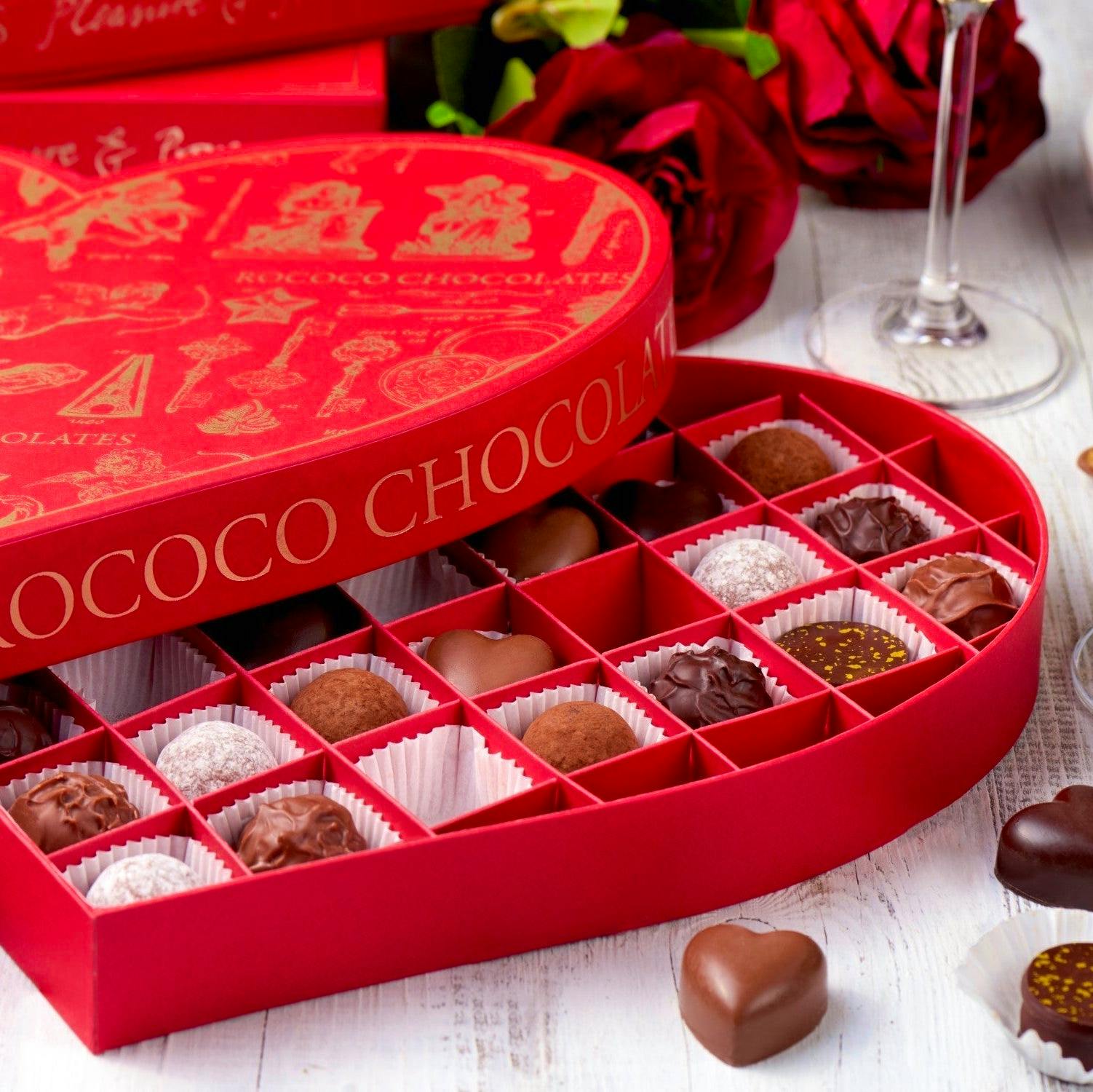 Rococo Chocolates Dark Chocolate Hearts, £12.95