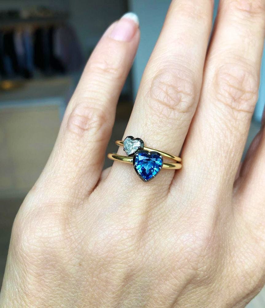 Jessica McCormack Heart-Shaped Diamond Blackened Gold Button Back Ring, £2,900