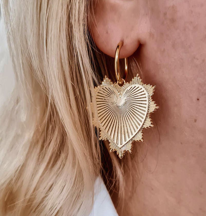 Not On The High Street Rippled Heart Earrings, £35