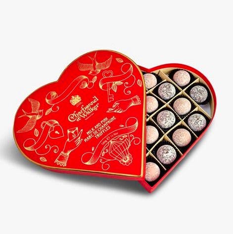 Charbonnel Et Walker Milk And Pink Marc De Champagne Heart Chocolate Box, £30