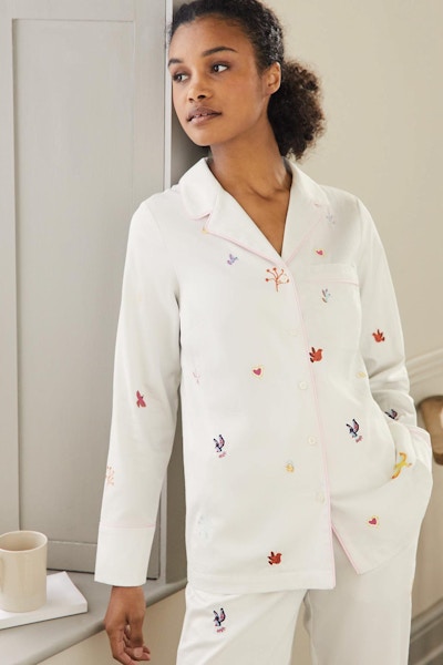Boden Long Sleeved Embroidered Pyjama Shirt, £55