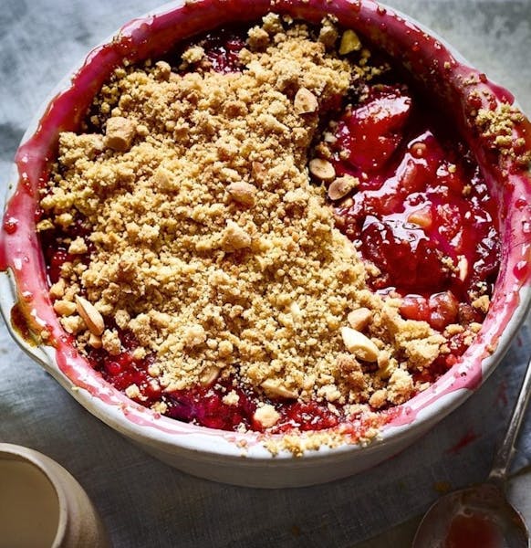 Nutty Plum And Sloe Gin Crumble