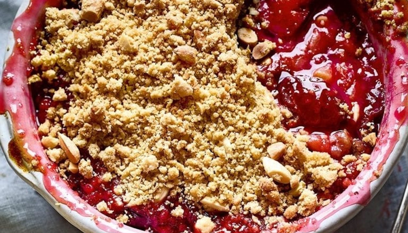 Nutty Plum And Sloe Gin Crumble