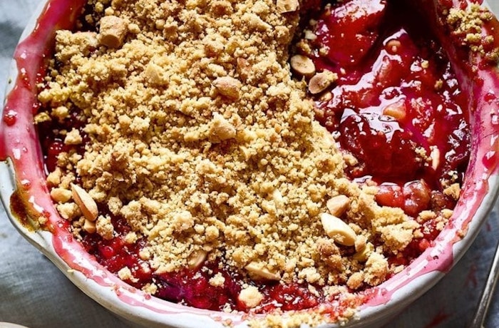 Nutty Plum And Sloe Gin Crumble