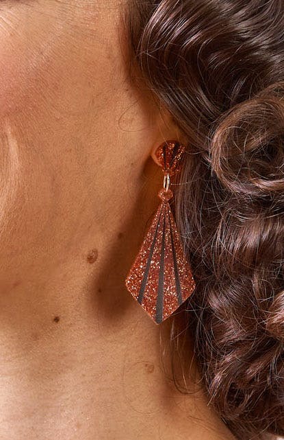 The House of Foxy Art Deco Fan Drop Earrings, £25