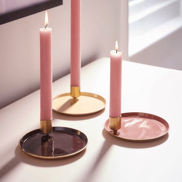 Three Round Enamel Candle Holders £35