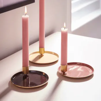 Three Round Enamel Candle Holders