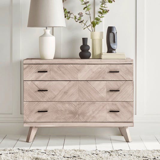 Limewashed Parquet Chest of Drawers £695