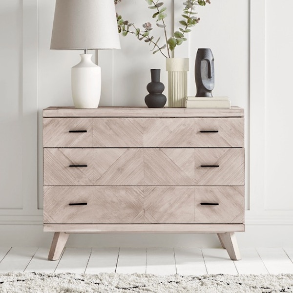Limewashed Parquet Chest of Drawers £695