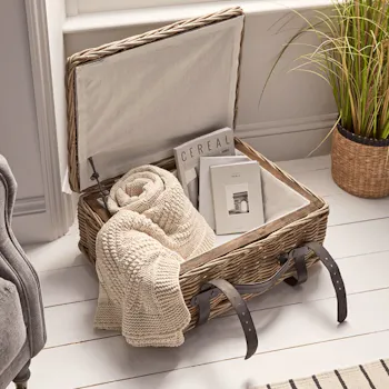 Round Rattan Storage Trunk