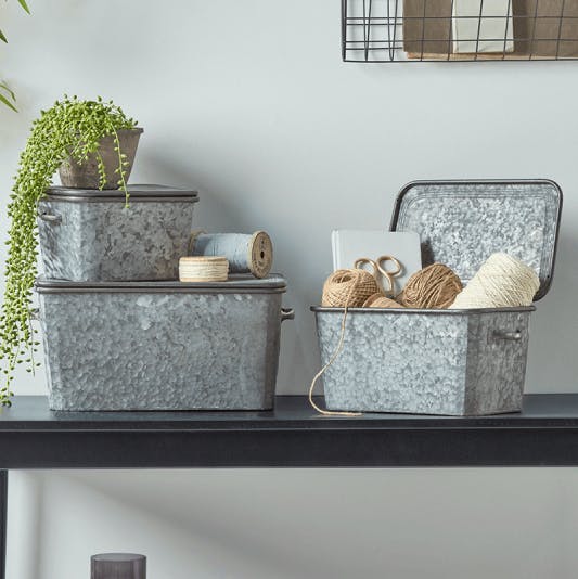 Three Zinc Storage Boxes £95