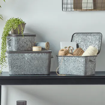 Three Zinc Storage Boxes