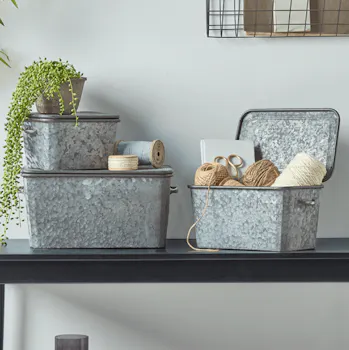 Three Zinc Storage Boxes