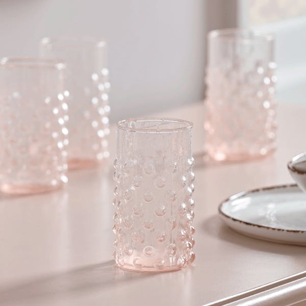 Four Blush Dotty Tumblers £45