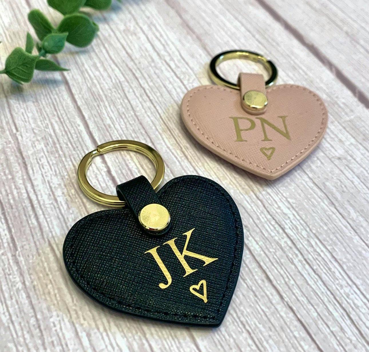 Personalised Leather Heart Keyring £11
