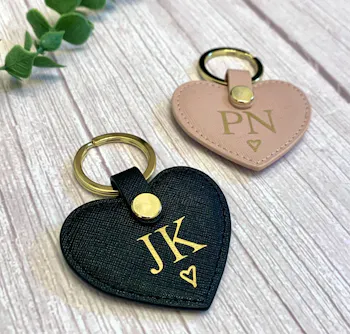 Personalised Leather Heart Keyring